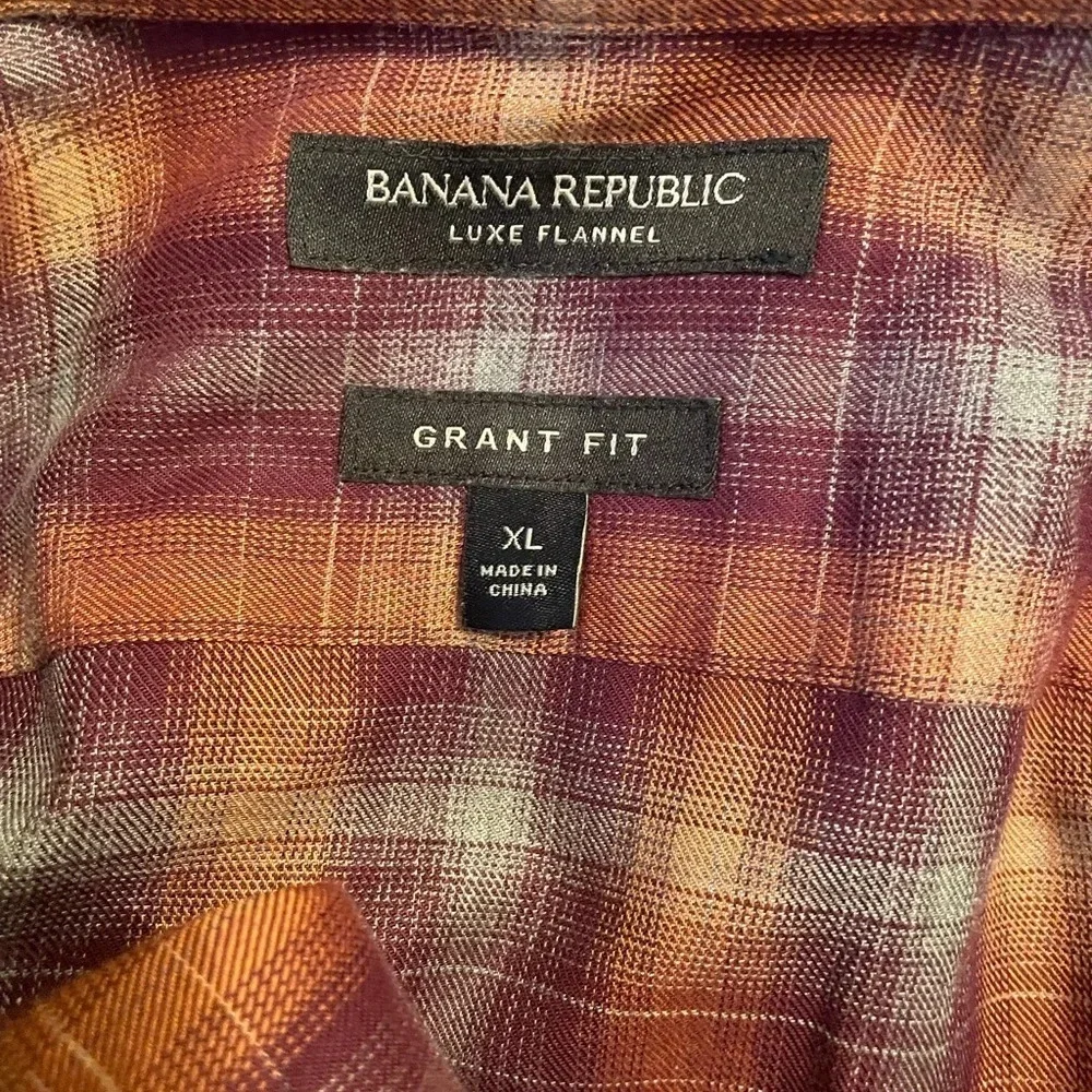 Banana Republic Men's Luxe Flannel Plaid Shirt Size XL Grant Fit